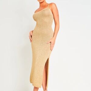 GOLD SHIMMER MAXI DRESS